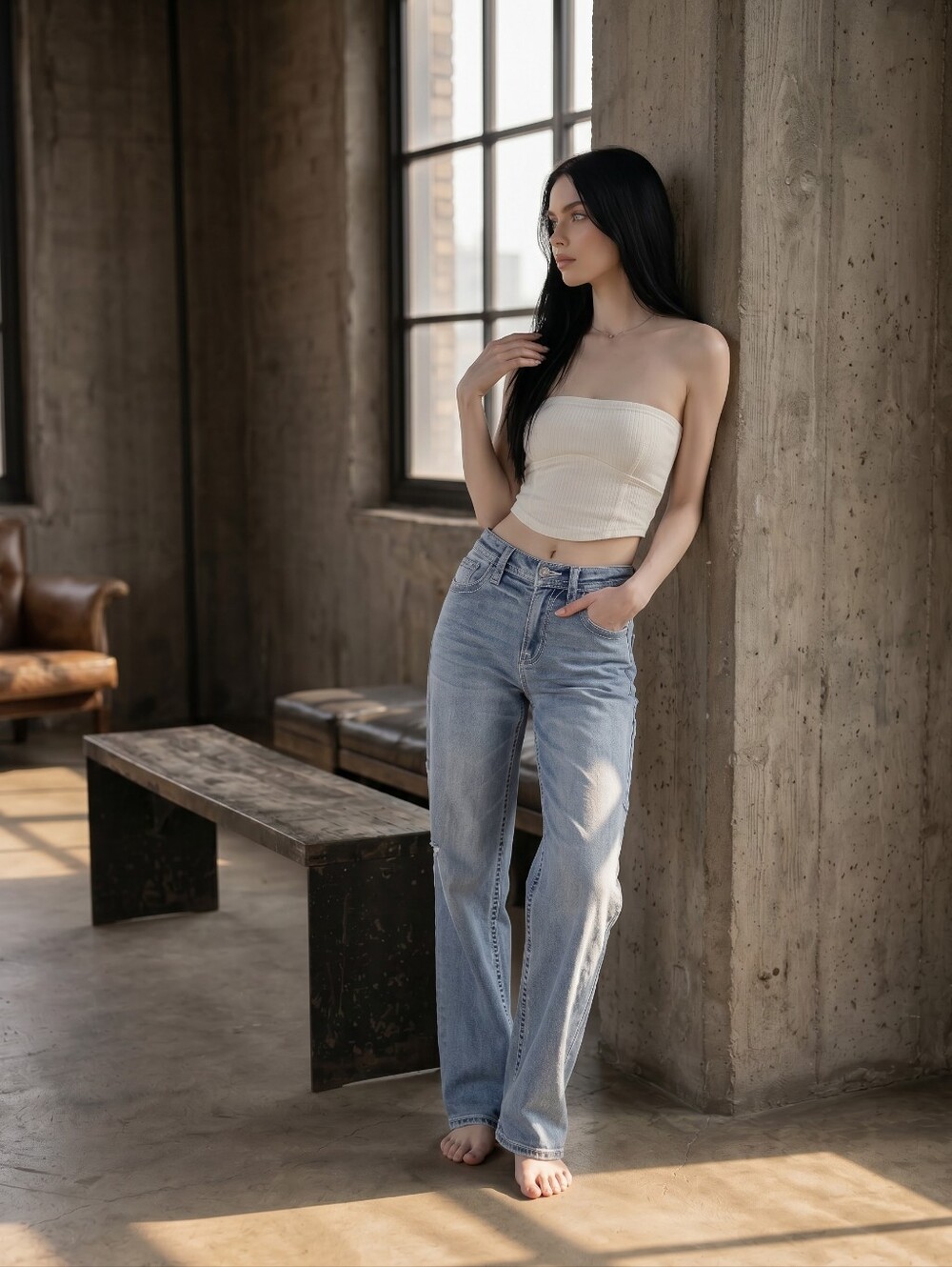 Miss Me Callie Cargo Wide Leg Jeans 34 High Rise Light Wash Y2K Utility Denim